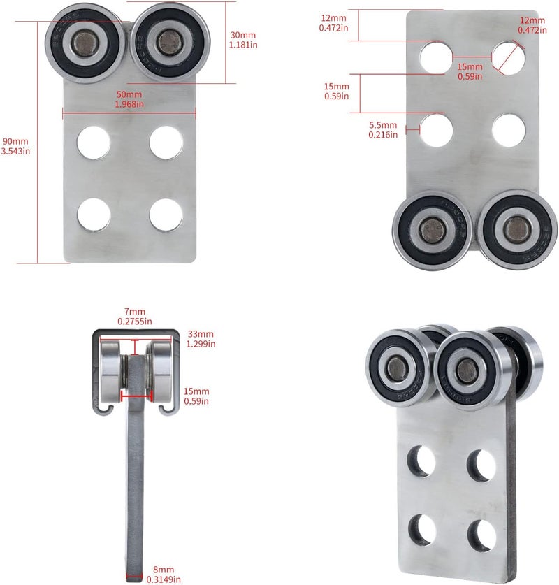 Fuperoo 4 Wheel Trolley Rollers. Bearing Trolley Assembly. Top Room for Set Screws, Allowing Use of 1-5/8" High Strut Channel - Image 2
